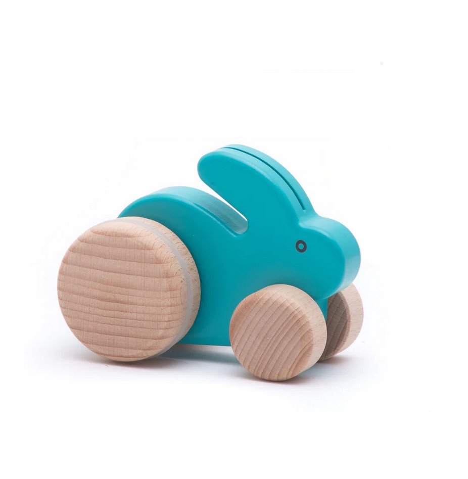 wooden bunny push toy