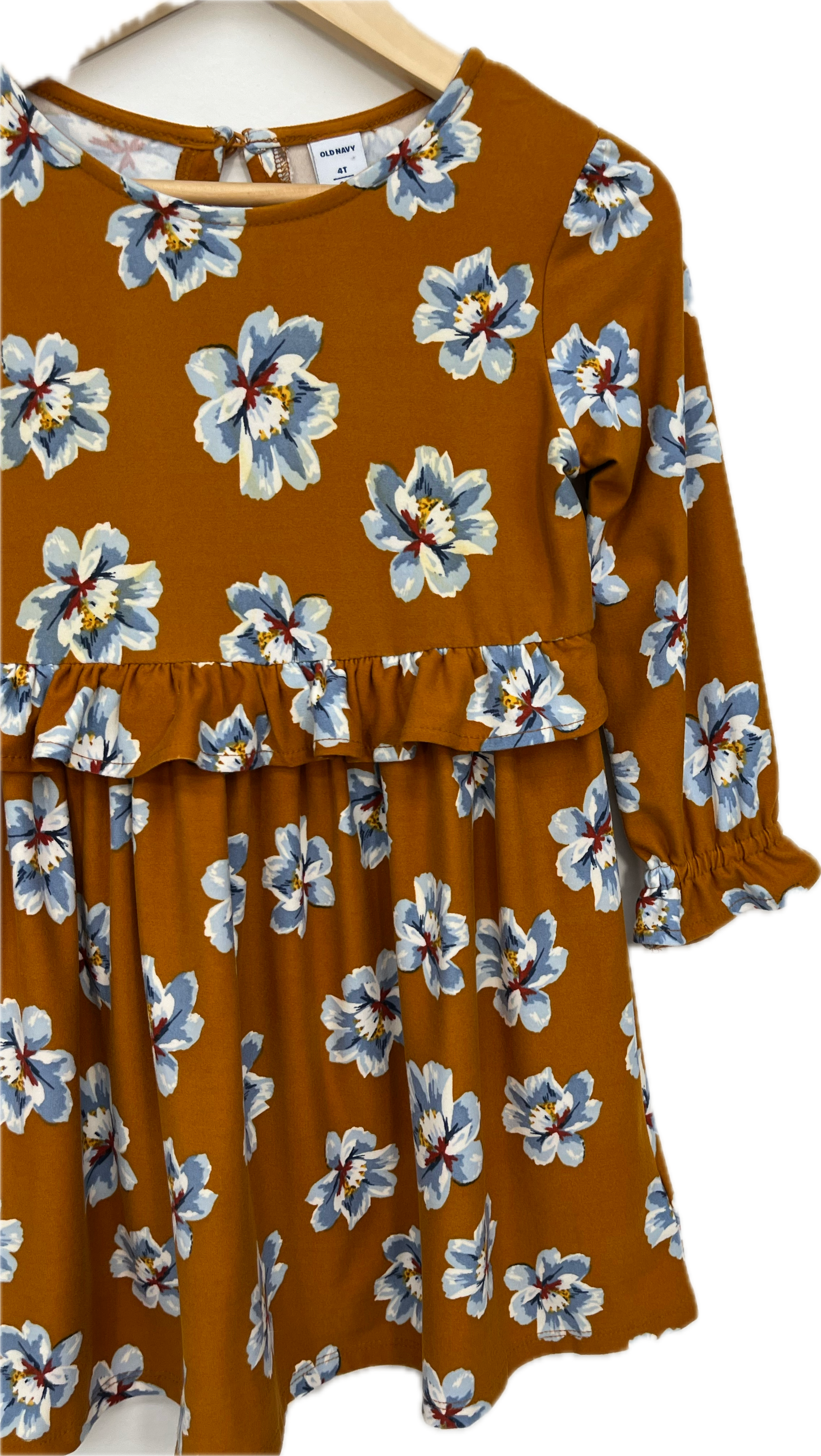 old navy floral ochre dress 4Y (rip in front)