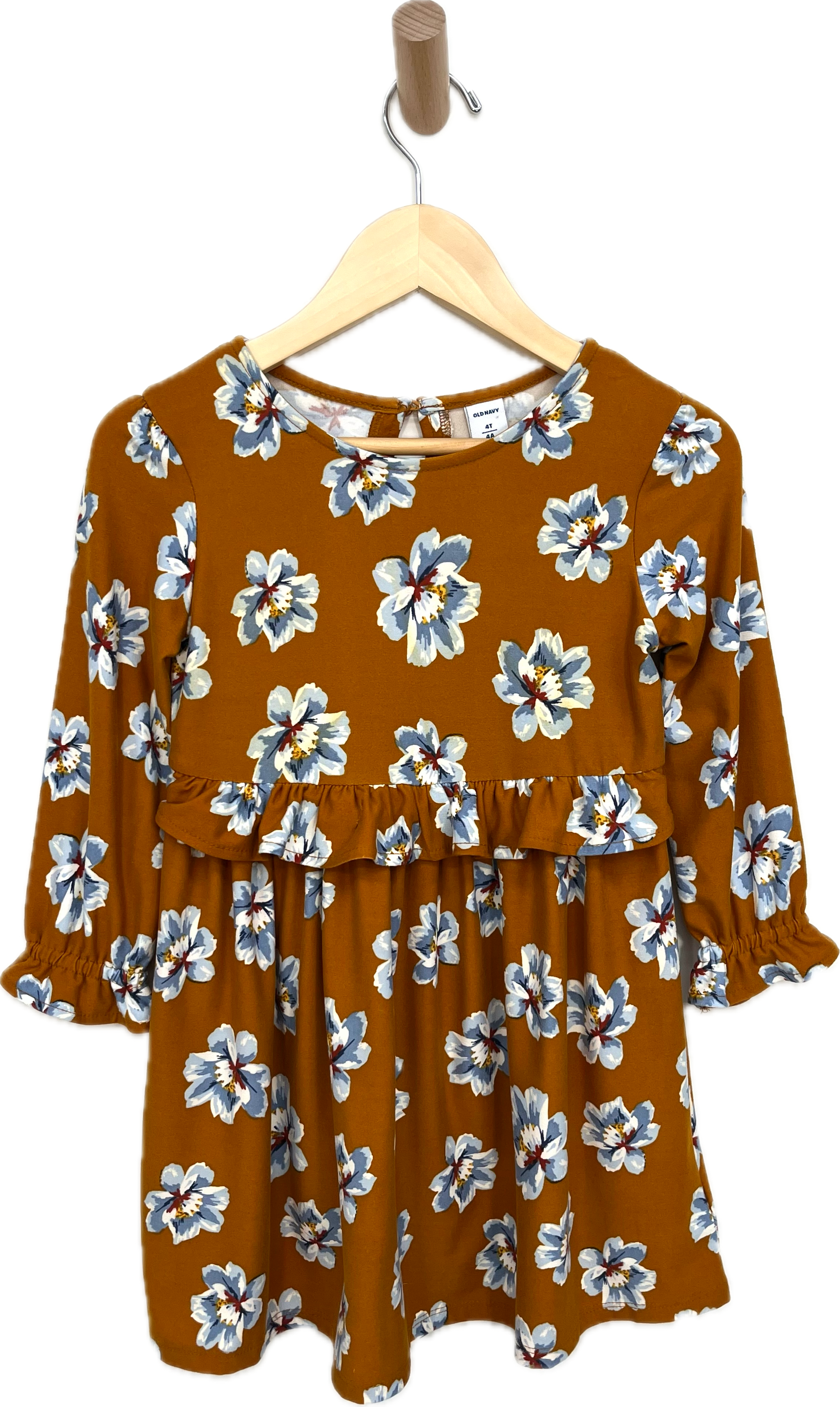 old navy floral ochre dress 4Y (rip in front)