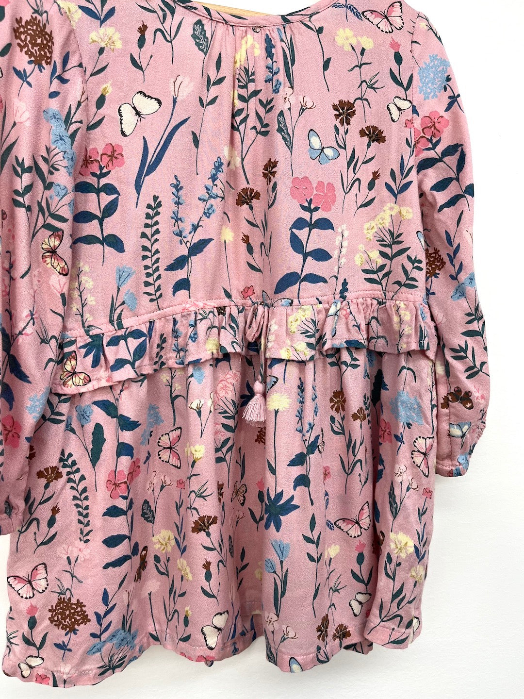 h&m pink floral ruffle dress 4T