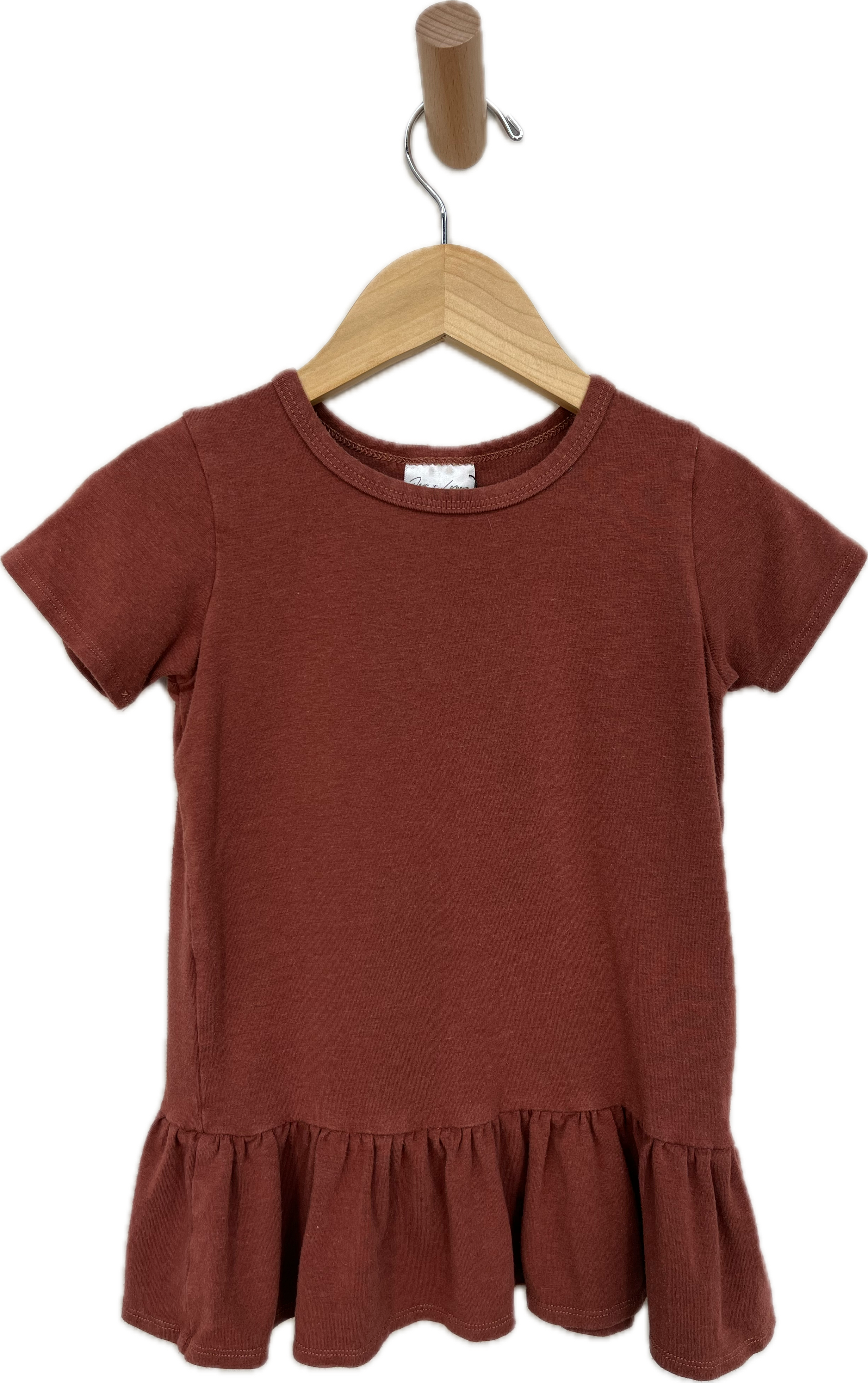 jax + lennon red brown ruffle top 2T (pilled)