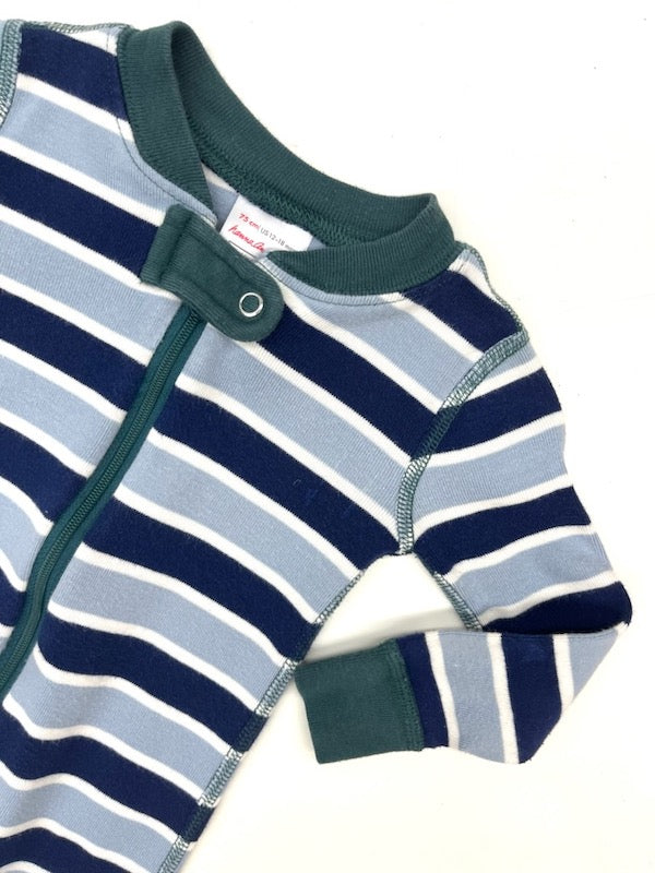 hanna andersson blue stripe sleeper 12-18m