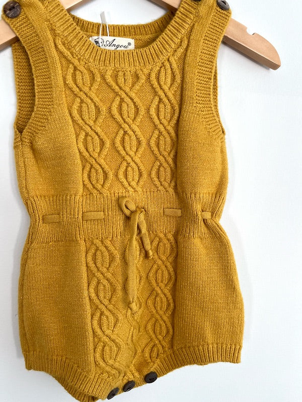 angou mustard knit romper NWT 6-9m