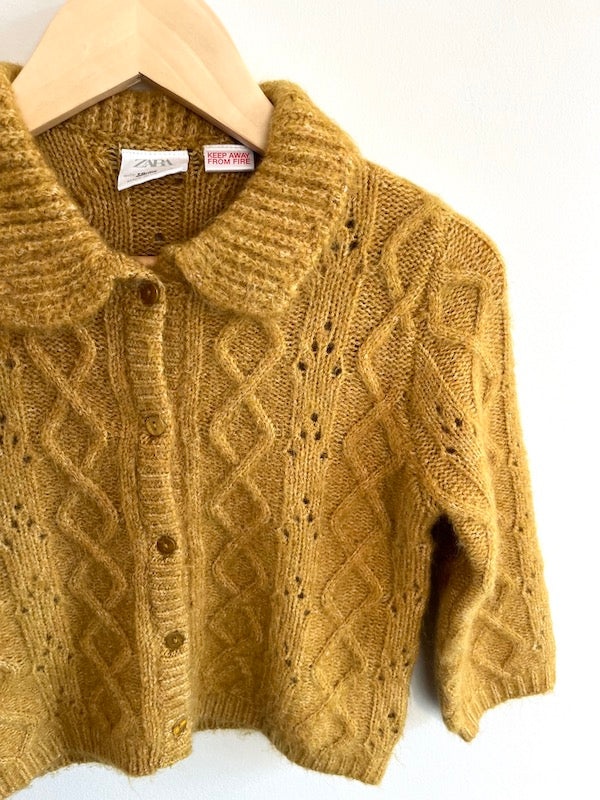 zara ochre knit cardigan 18-24m