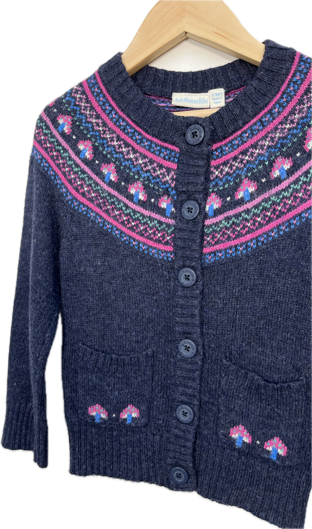 jojo maman blue mushroom cardigan 2/3T