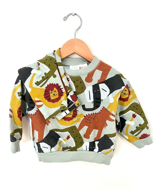 zara safari sweatshirt pants 9-12m