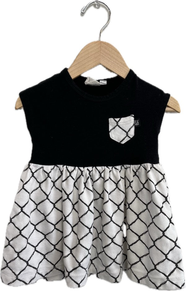 vonbon black and white dress 12-18m