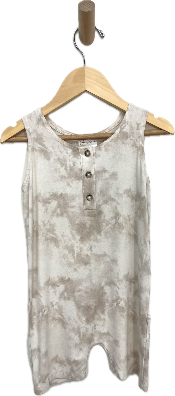 jax + lennon taupe tie dye tank romper 12-18m