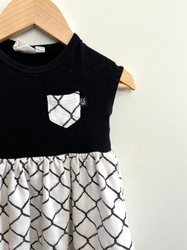 vonbon black and white dress 12-18m