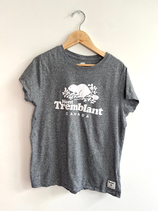 roots mont tremblant grey shirt 10-12Y