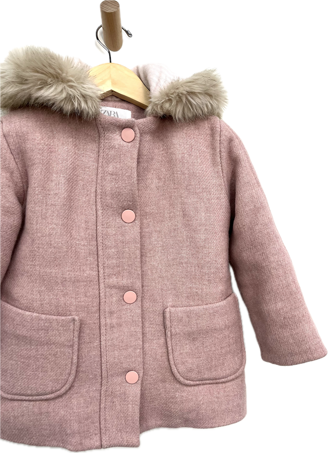 zara faux fur woll blend coat 4T