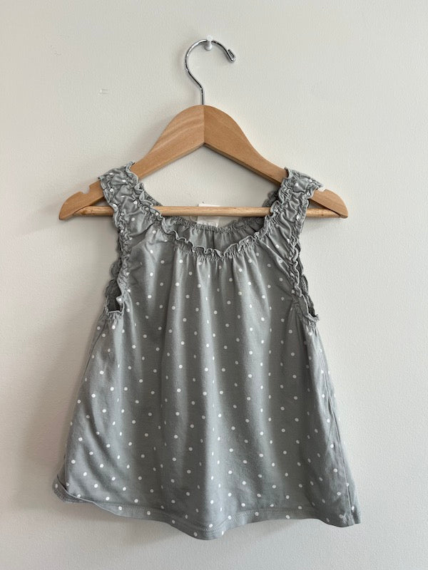 h&m sage tank with white polka dot 12-18m