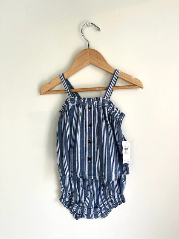 old navy chambray stripe tank bloomer set 6-12m NWT