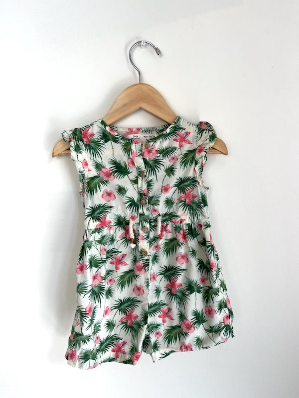 zara pink flower romper 12-18m