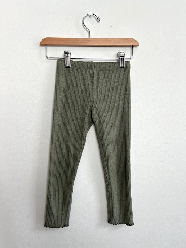 old navy green ribbed leggings 4T