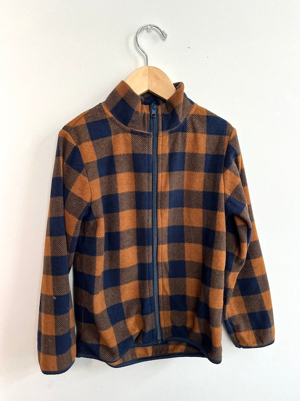 h&M tan navy plaid fleece 5T