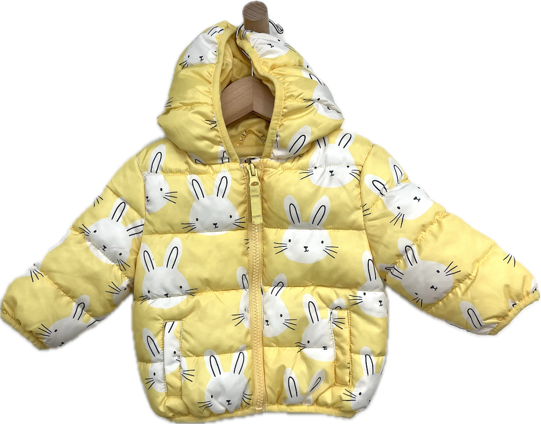 m&s yellow bunny puffer jacket 3-6m NWT