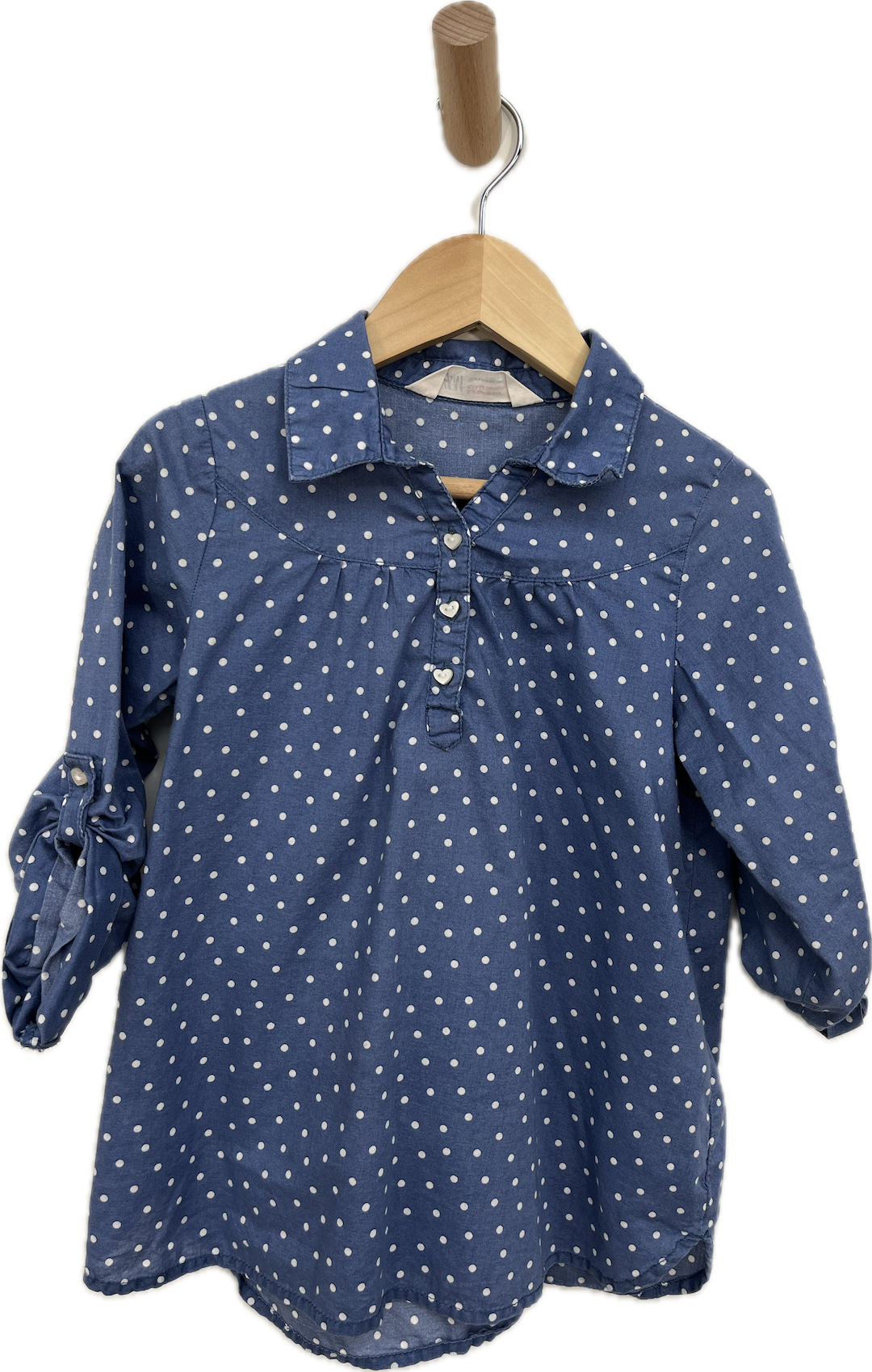 h&m mauve blue polka dot blouse dress 3T