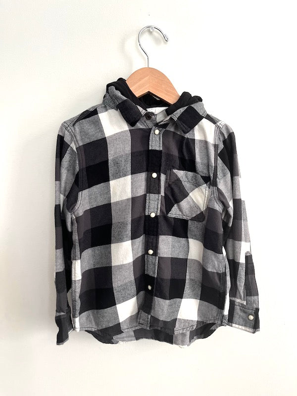 h&m plaid hooded shirt 6Y