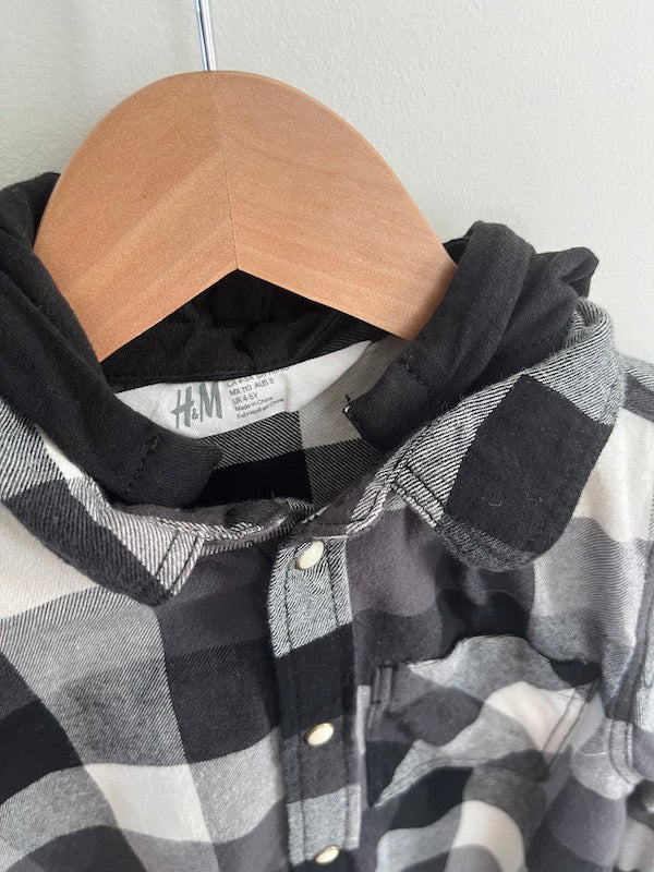 h&m plaid hooded shirt 6Y