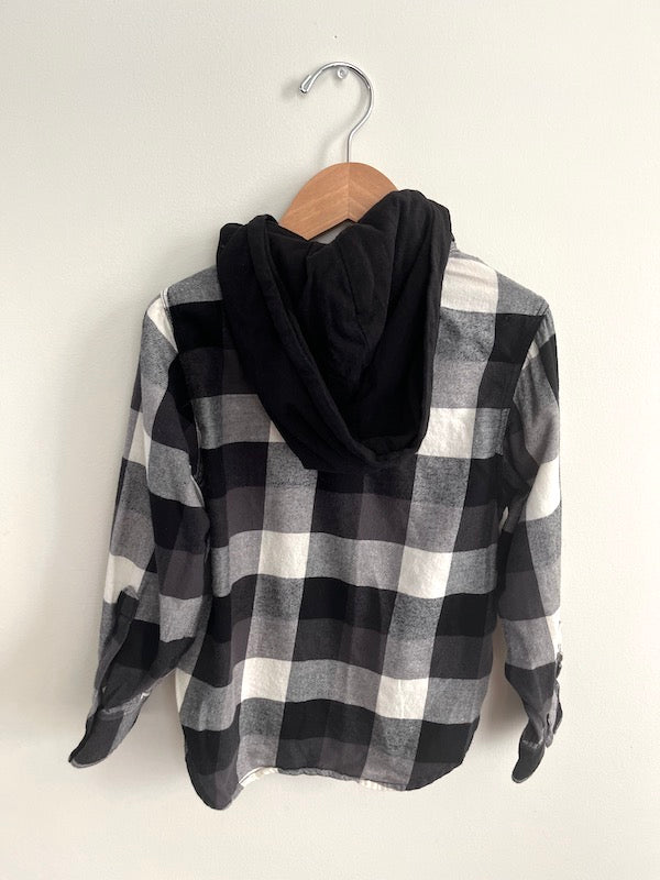 h&m plaid hooded shirt 6Y