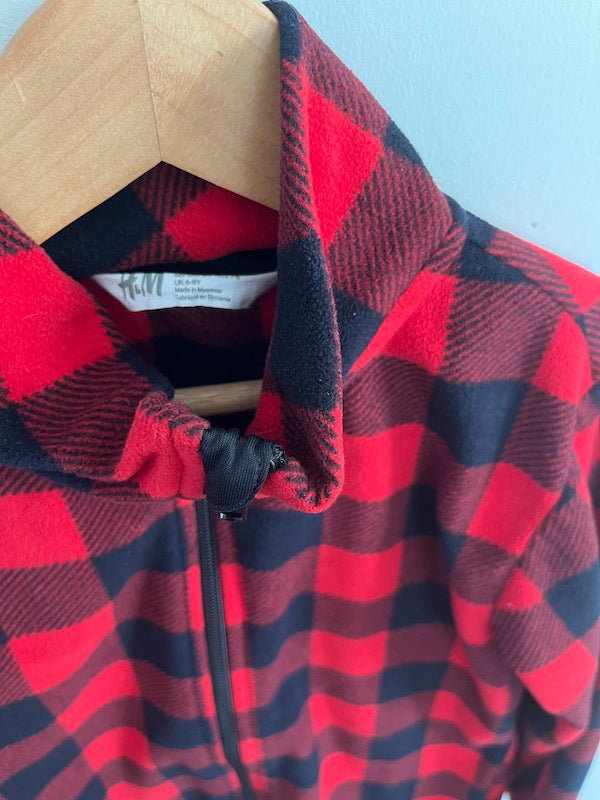 h&m red plaid fleece 6Y