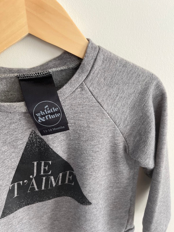 whistle & flute je t'aime sweatshirt 12-18m