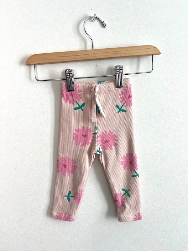 zara flower ribbed leggings 6-9m