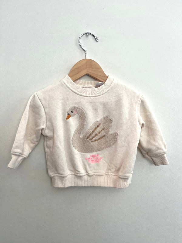 zara baby swan sweatshirt 6-9m