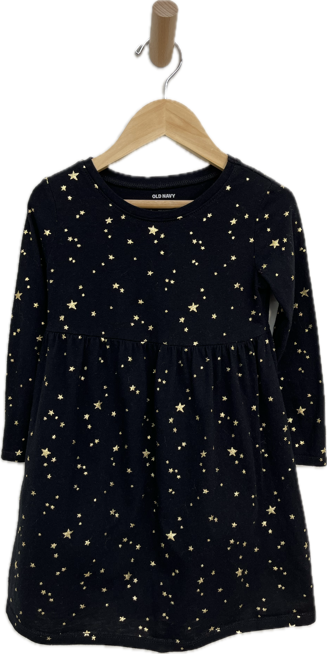 old navy cotton dress black gold stars 4T