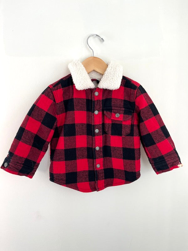 baby gap sherpa lined red trucker coat 12-18m PLAY