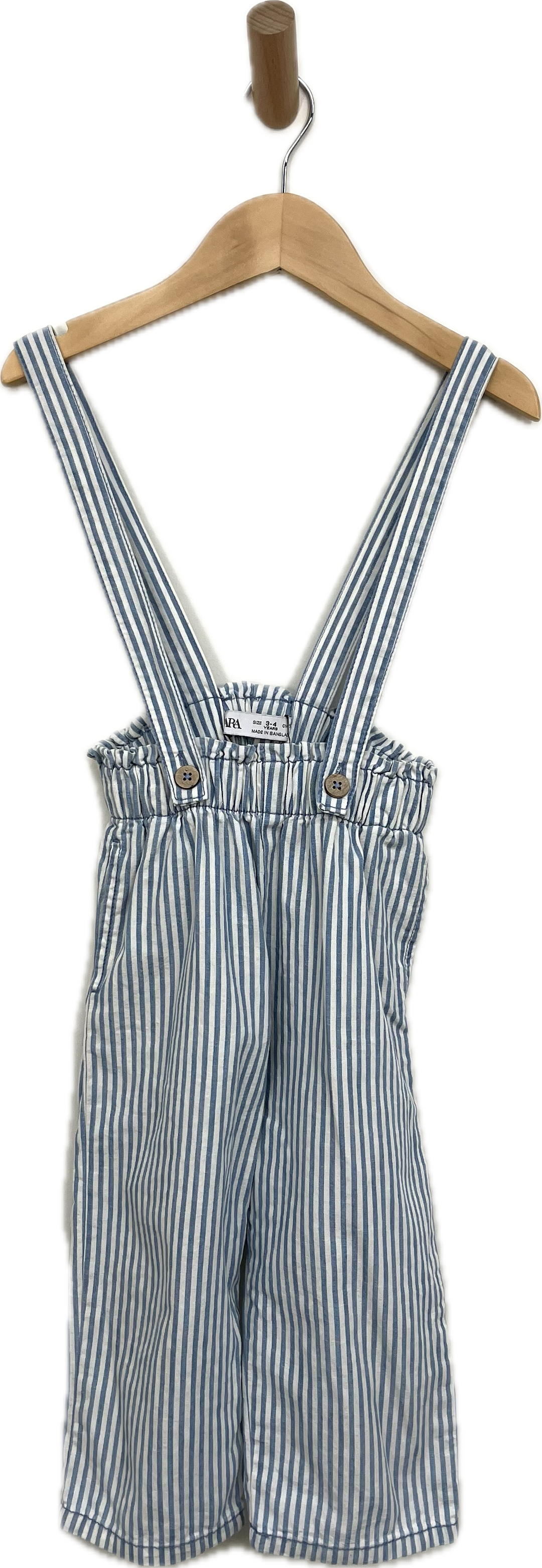 zara blue stripe suspender pants 3T
