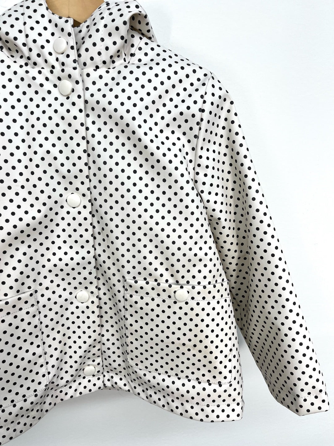 C+C california cream black dot sherpa lined raincoat 4T