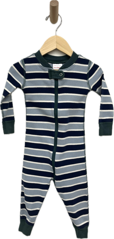 hanna andersson blue stripe sleeper 12-18m