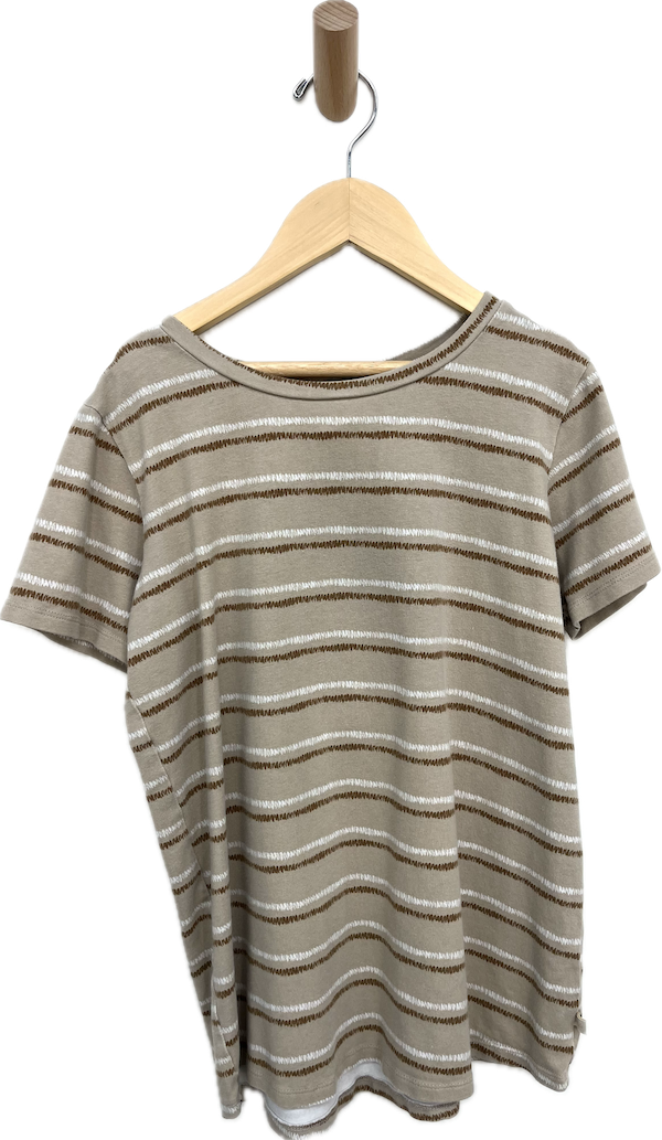 jax + lennon taupe stripe shirt 8/9Y