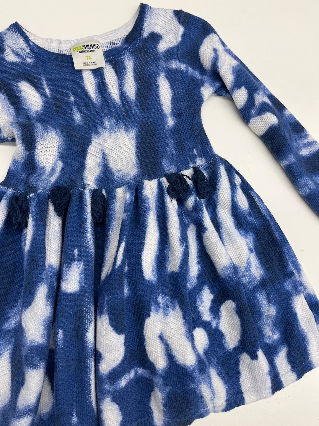 oshkosh blue tie-dye waffle dress 4T