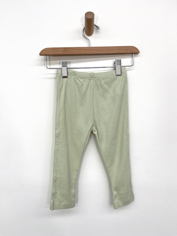 the littlest ribbed green leggings 12-18m NWT
