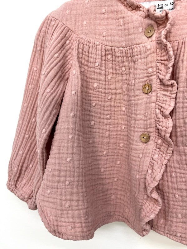 zara pink ruffle blouse 9-12m