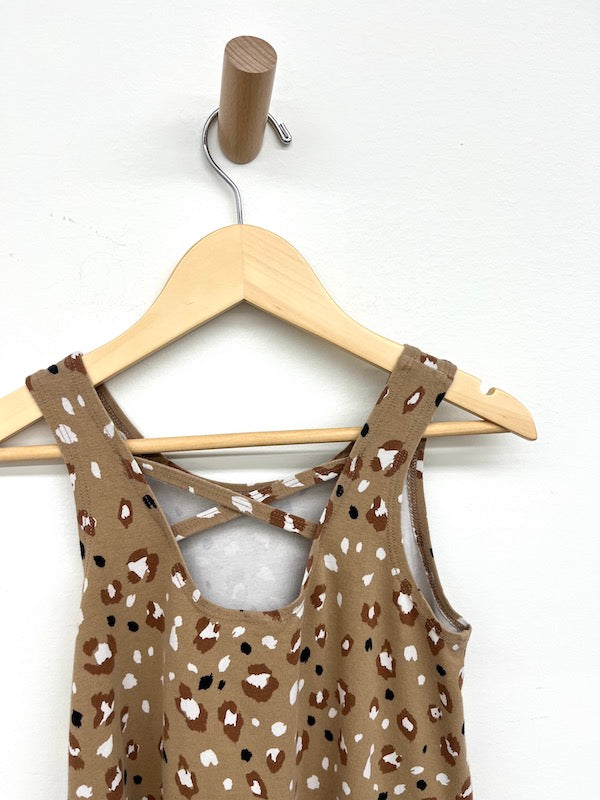 jax & lennon leopard print cross-back dress 6Y