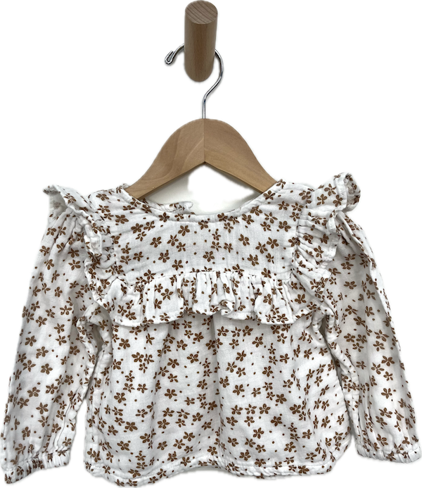 rise little earthling cream taupe floral blouse 6-9m