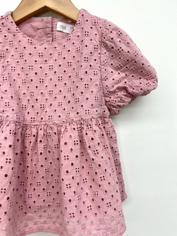 zara eyelet dress bright pink 4T