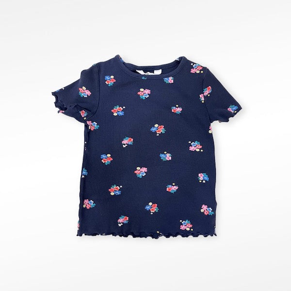 h&m navy flower shirt 3T