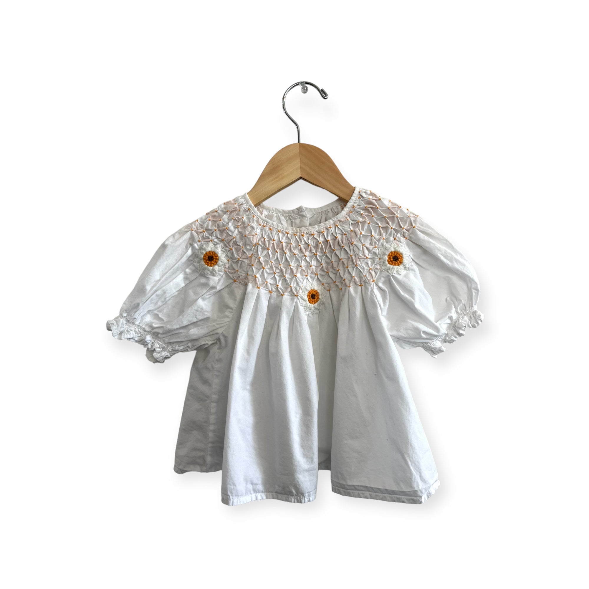 white blouse embroidered flower 12-24m