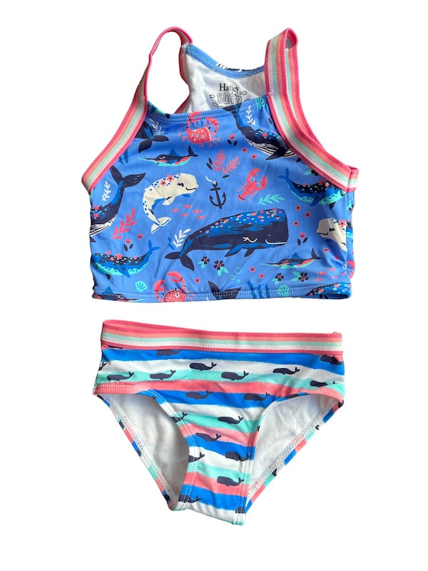 hatley whale stripe swim suit 3T