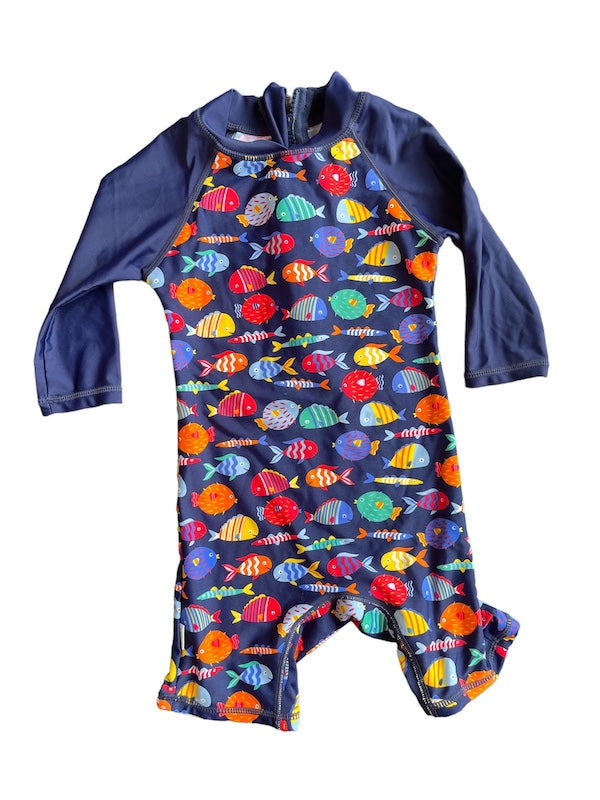 navy fish rashguard with hat 18-24m