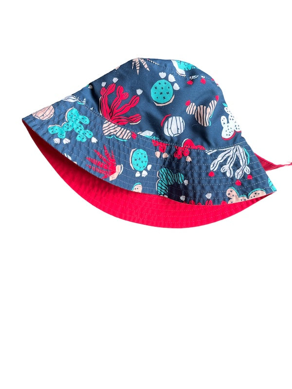 north face pink reversible bucket hat 6-24m