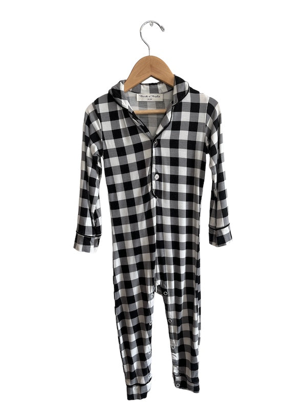 bambi & birdie black buffalo check pj suit 18-24m