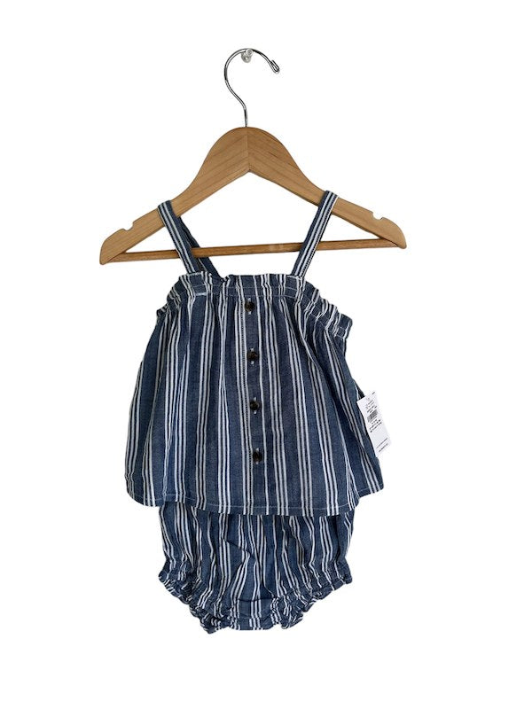 old navy chambray stripe tank bloomer set 6-12m NWT