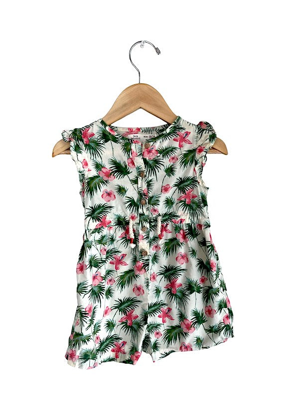 zara pink flower romper 12-18m