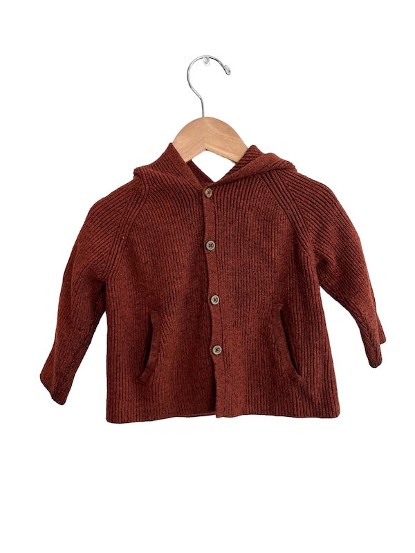 zara burnt orange knit hoodie 9-12m